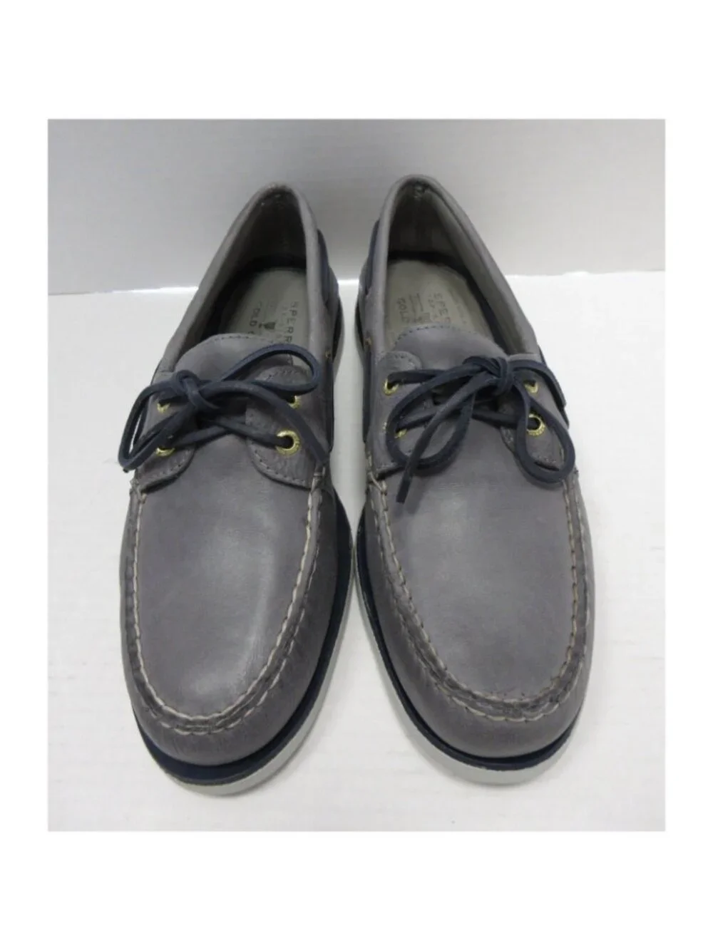 Sperry Top Sider Boat Shoes 11 M Gray Cup A/O 2-Eye Leather Lace Up NEW